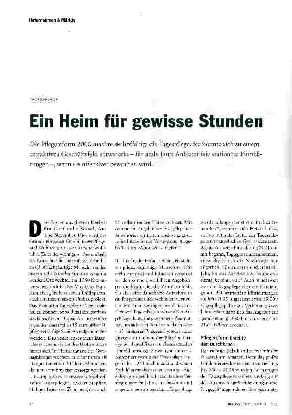 Vorschauseite 1: Ein Heim für gewisse Stunden