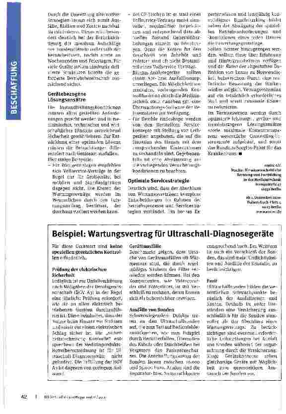 Vorschauseite 3: Rundum sorglos -aber wie? Wartungsverträge der Medizintechnik auf dem Prüfstand