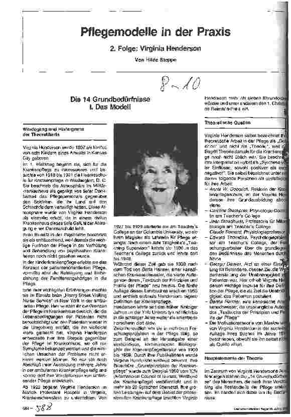 Vorschauseite 1: Pflegemodelle in der Praxis 2. Folge Virginia Henderson