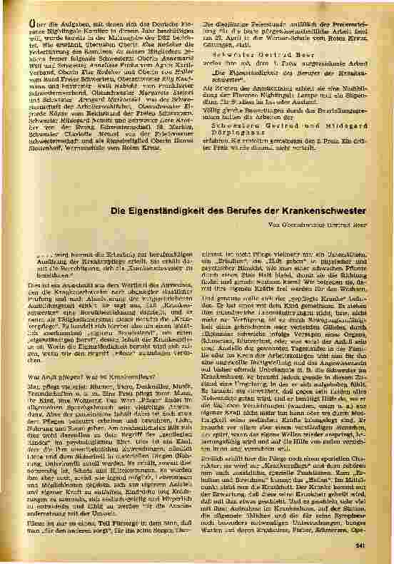 Vorschauseite 1: Die Eigenständigkeit des Berufes der Krankenschwester