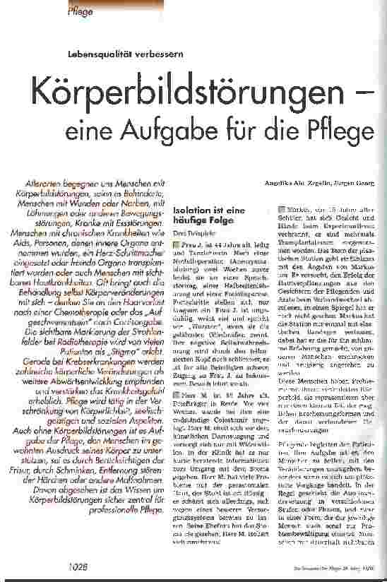 Vorschauseite 1: Körperbildstörungen - eine Aufgabe für die Pflege Lebensqualität verbessern