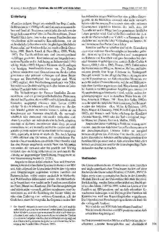 Vorschauseite 2: Familien, die mit HIV und AIDS leben - Eine Literaturübersicht