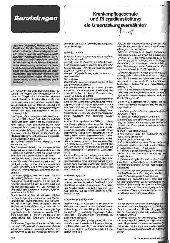Vorschauseite 1: Krankenpflegeschule und Pflegedienstleitung ein Unterstellungsverhältnis?