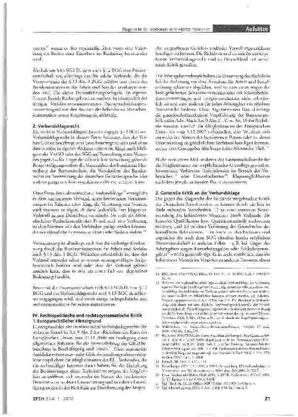 Vorschauseite 3: Prozessführungsbefugnis und Klagerecht der Verbände behinderter Menschen nach SGB IX und Behindertengleichstellungsgesetz