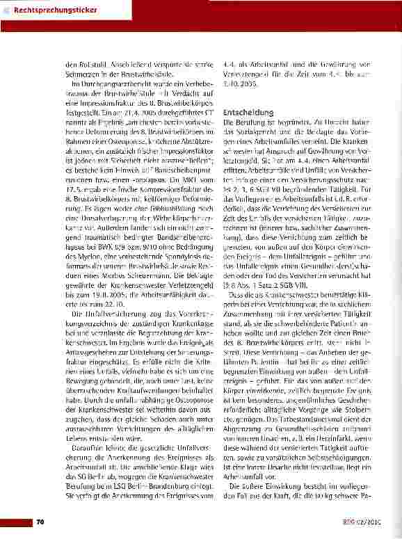 Vorschauseite 2: Anerkennung eines Verhebetraumas als Arbeitsunfall