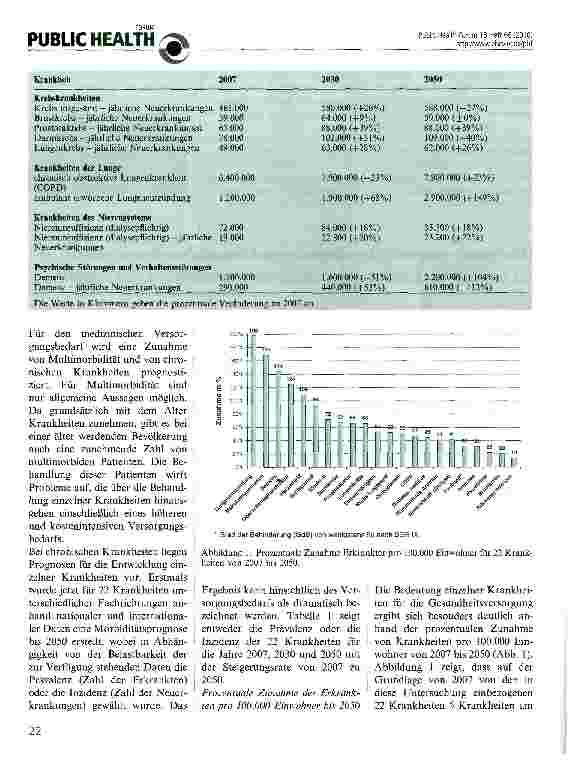 Vorschauseite 2: Häufigkeit ausgewählter überwiegend chronischer Krankheiten als Beispiel für Probleme der Gesundheitsversorgung von morgen