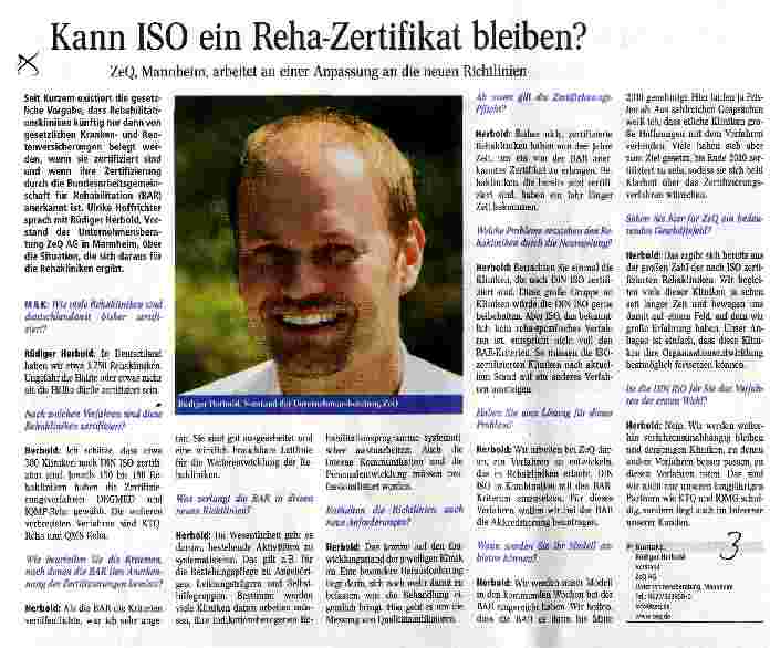 Vorschauseite 1: Kann ISO ein Reha-Zertifikat bleiben?