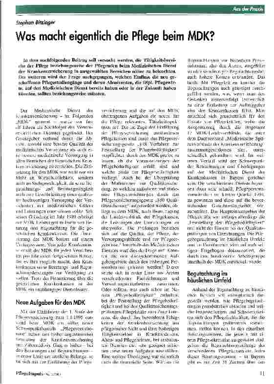 Vorschauseite 1: Was macht eigentlich die Pflege beim MDK?