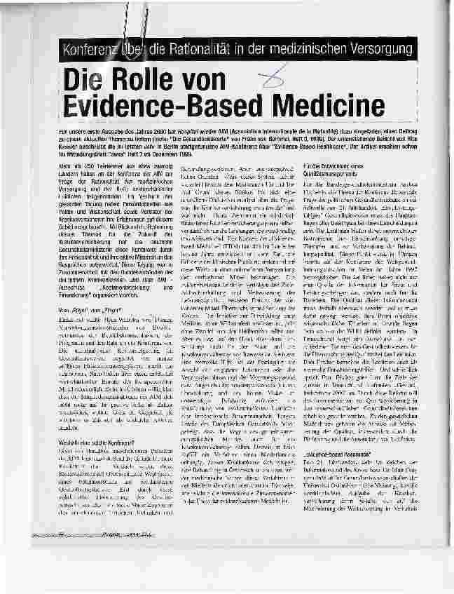 Vorschauseite 1: Die Rolle von Evidence-Based Medicine