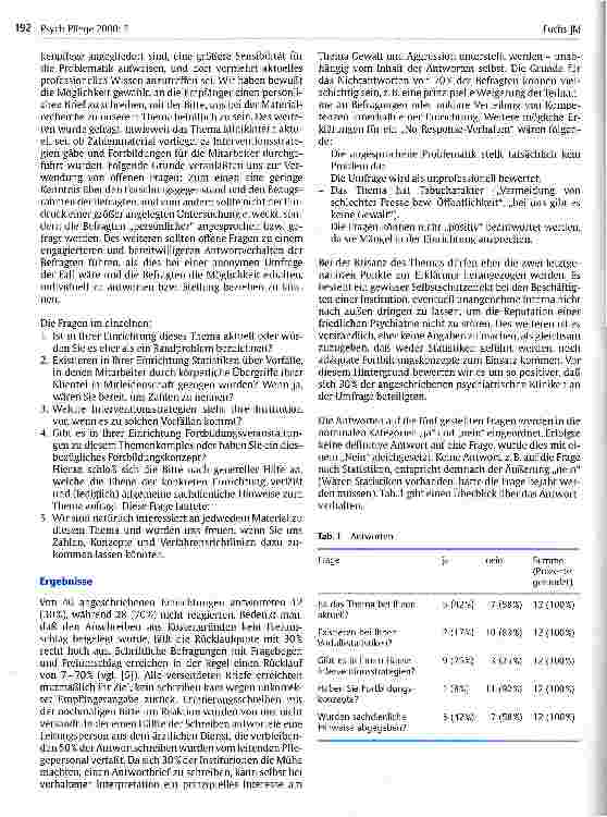 Vorschauseite 2: Zum Problem von Patientenübergriffen in der deutschen Psychiatrie Ergebnisse einer Umfrage