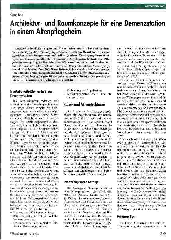 Vorschauseite 1: Architekturund Raumkonzepte für eine Demenzstation in einem Altenpflegeheim