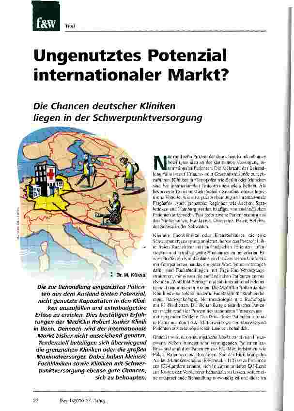 Vorschauseite 1: Ungenutztes Potenzial internationaler Markt?