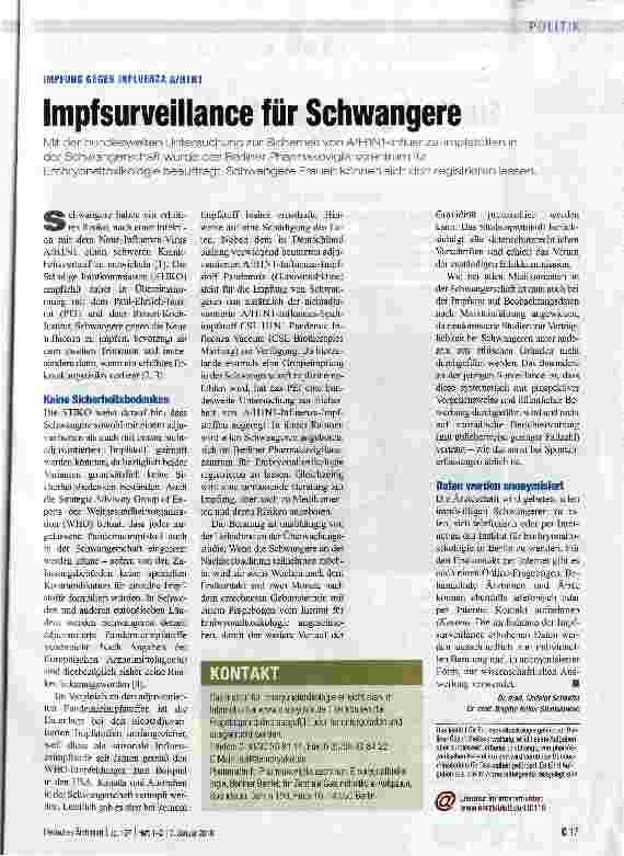 Vorschauseite 1: Impfsurveillance für Schwangere