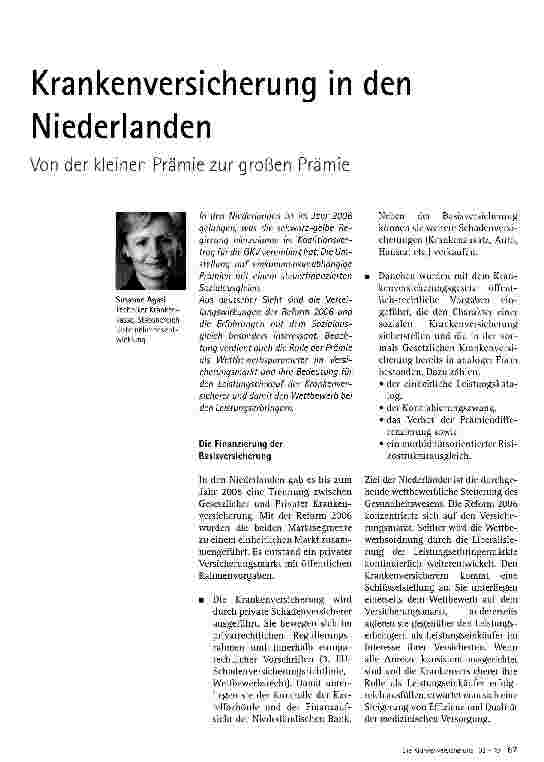 Vorschauseite 1: Krankenversicherung in den Niederlanden