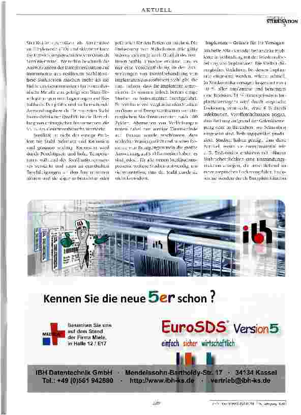Vorschauseite 2: 11. Internationaler Kongress für Sterilgutaufbereitung
