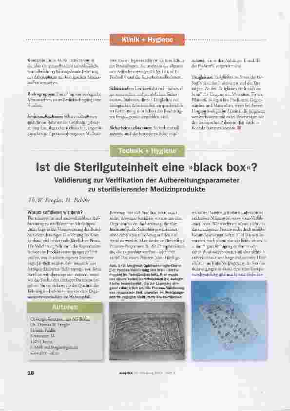 Vorschauseite 1: Ist die Sterilguteinheit eine »black box«?