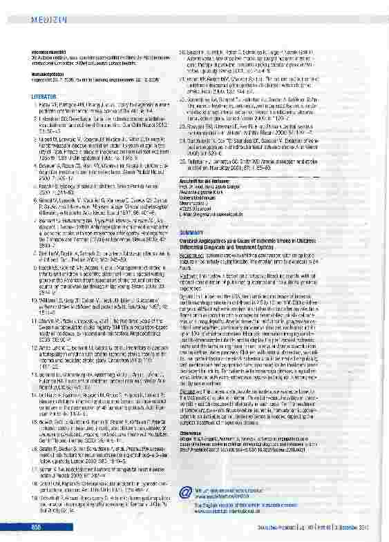 Vorschauseite 6: Zerebrale Angiopathien als Ursache von ischämischen Schlaganfällen im Kindesalter