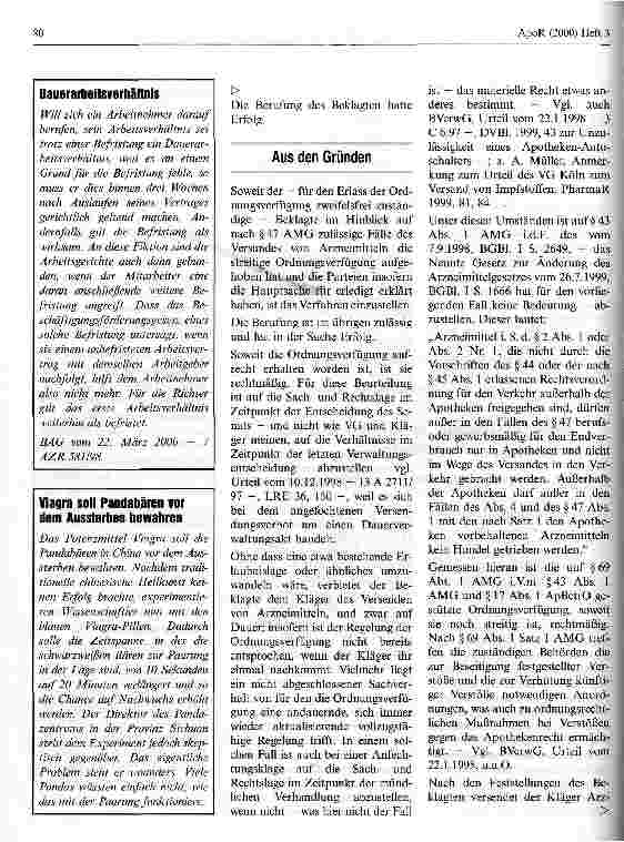 Vorschauseite 2: Keine Versendung apothekenpflichtiger Arzneimittel OVG NRW - Urteil vom 26. August 1999 - 13 A 202/99 - (nicht rechtskräftig)