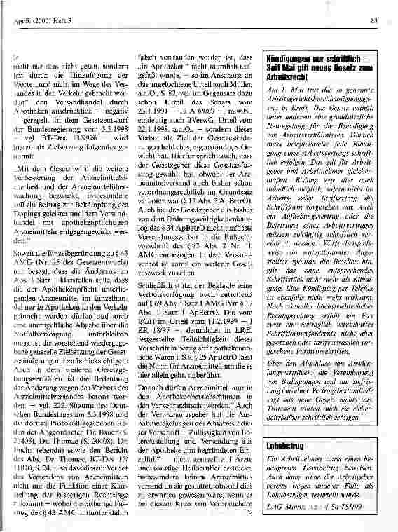 Vorschauseite 5: Keine Versendung apothekenpflichtiger Arzneimittel OVG NRW - Urteil vom 26. August 1999 - 13 A 202/99 - (nicht rechtskräftig)