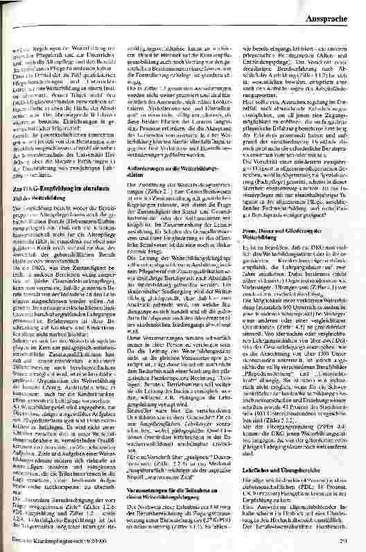 Vorschauseite 2: Stellungnahme zur DKG-Empfehlung über die Weiterbildung von Pflegedienstleitung und Unterrichtskräften