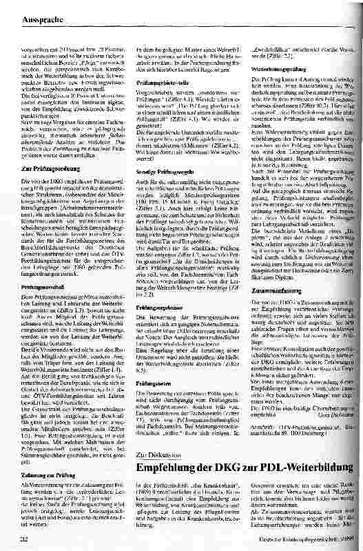 Vorschauseite 3: Stellungnahme zur DKG-Empfehlung über die Weiterbildung von Pflegedienstleitung und Unterrichtskräften