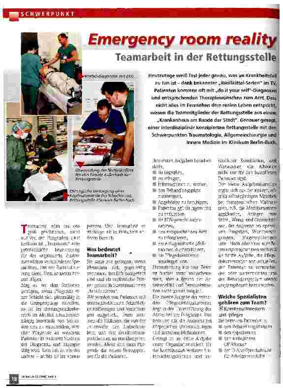 Vorschauseite 1: Emergency room reality Teamarbeit in der Rettungsstelle