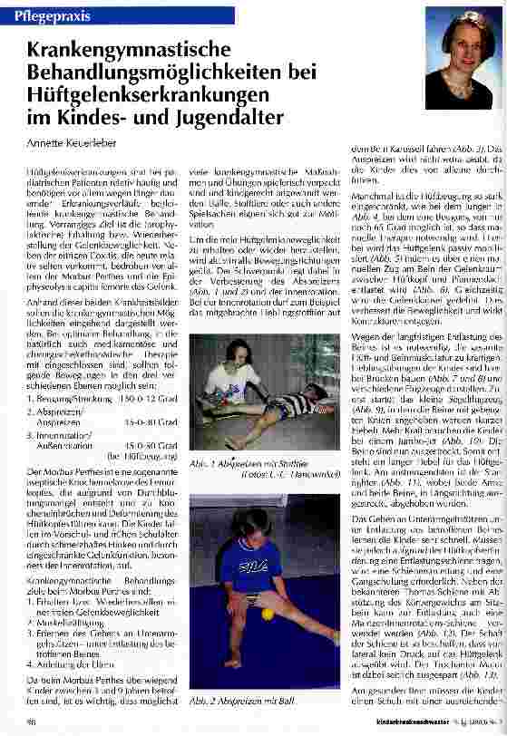 Vorschauseite 1: Krankengymnastische Behandlungsmöglichkeiten bei Hüftgelenkserkrankungen im Kindesund Jugendalter
