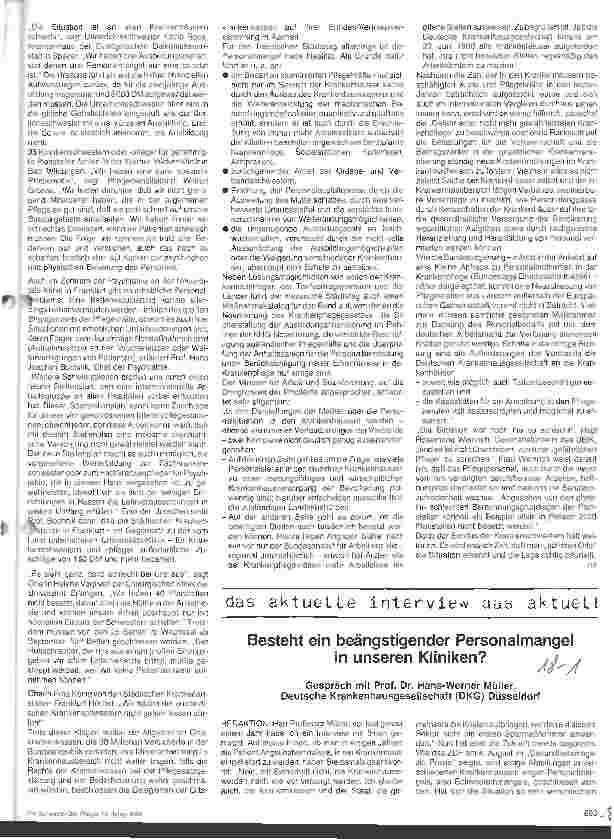 Vorschauseite 1: Besteht ein beängstigender Personalmangel in unseren Kliniken?