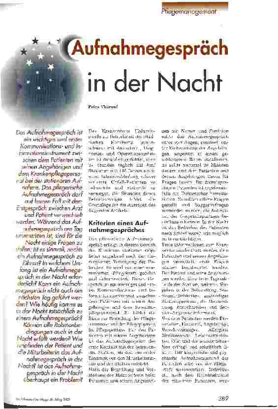 Vorschauseite 1: Aufnahmegespräch in der Nacht