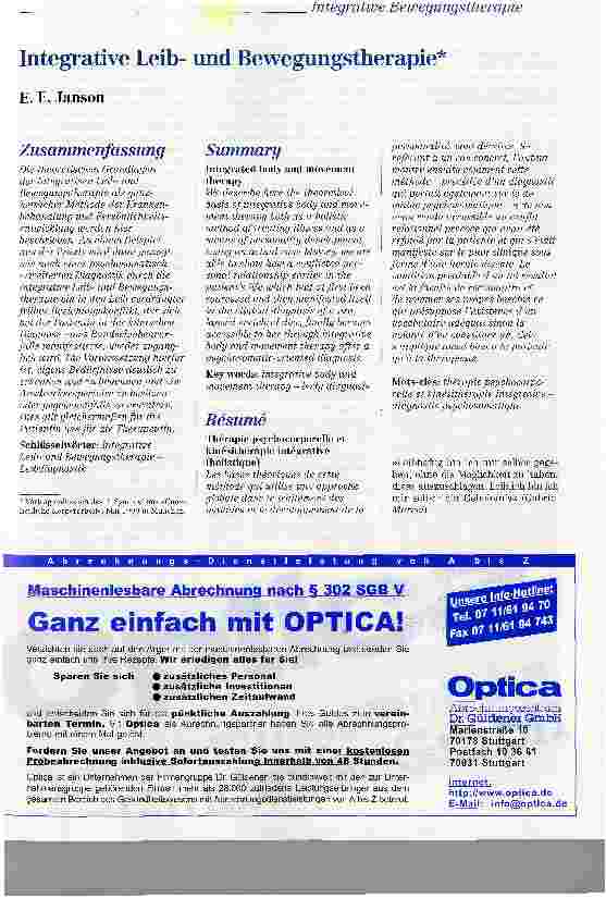 Vorschauseite 1: Integrative Leibund Bewegungstherapie