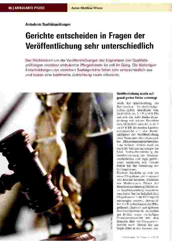 Vorschauseite 1: Gerichte entscheiden in Fragen der Veröffentlichung sehr unterschiedlich