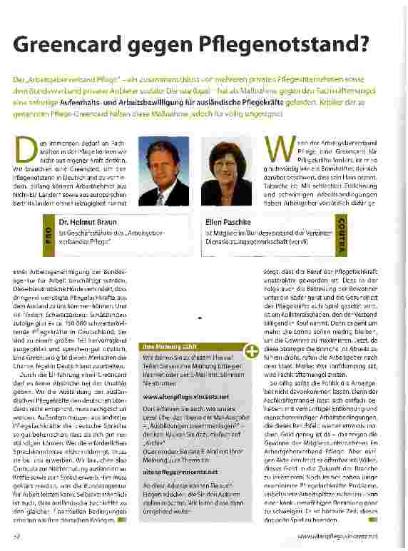 Vorschauseite 1: Greencard gegen Pflegenotstand?