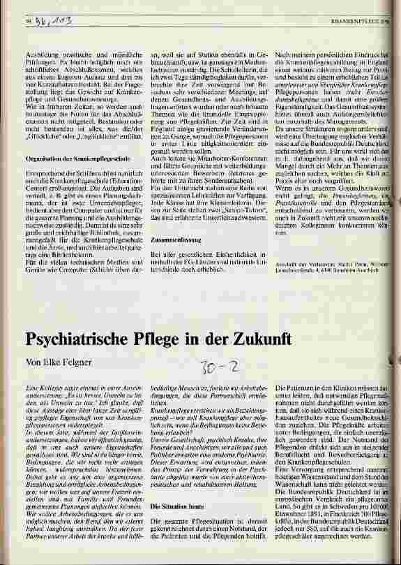 Vorschauseite 1: Psychiatrische Pflege in der Zukunft