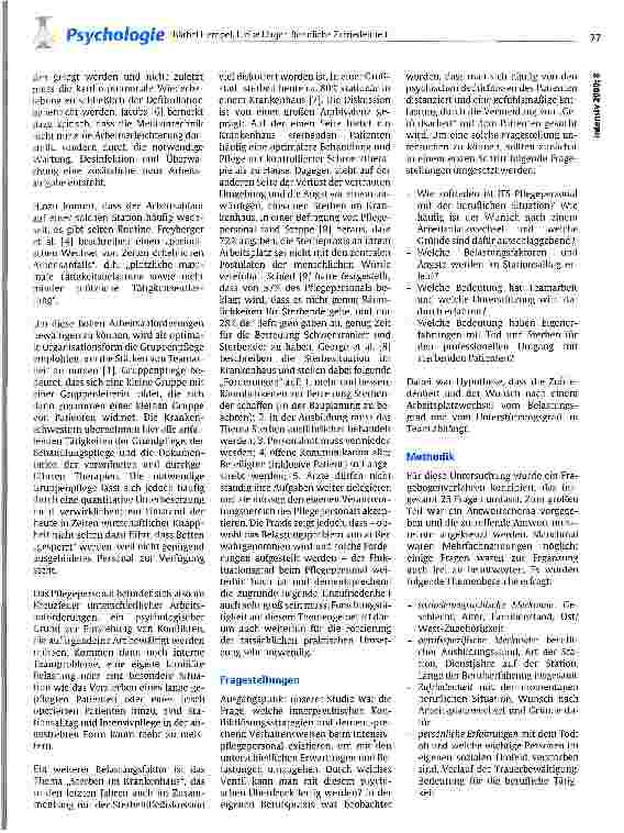 Vorschauseite 2: Berufliche Zufriedenheit, Belastungsfaktoren und der Umgang mit Tod und Sterben bei Pflegepersonal auf Intensivstationen