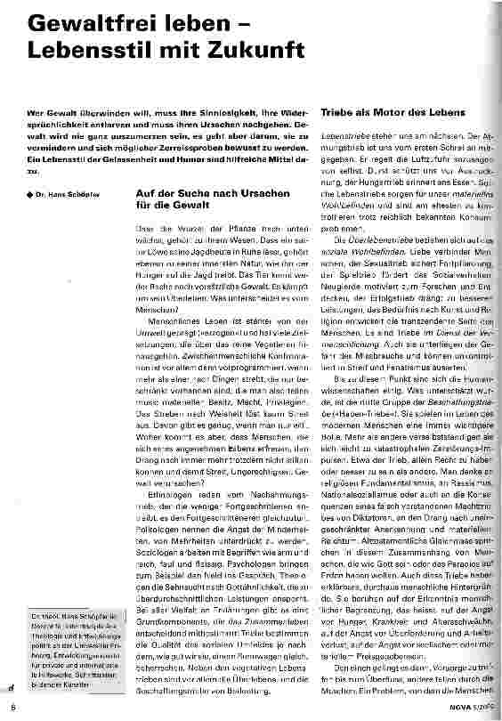 Vorschauseite 1: Gewaltfrei leben - Lebensstil mit Zukunft