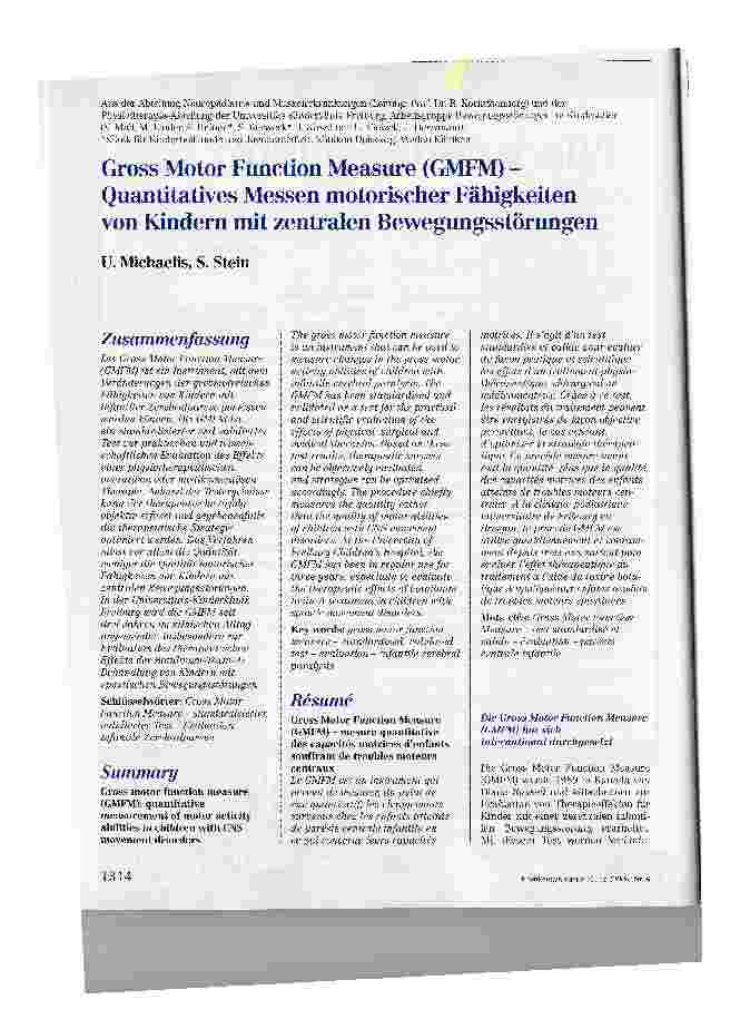 Vorschauseite 1: Gross Motor Function Measure (GMFM) -Quantitatives Messen motorischer Fälligkeiten von Kindern mit zentralen Bewegungsstörungen