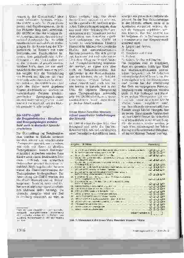 Vorschauseite 2: Gross Motor Function Measure (GMFM) -Quantitatives Messen motorischer Fälligkeiten von Kindern mit zentralen Bewegungsstörungen