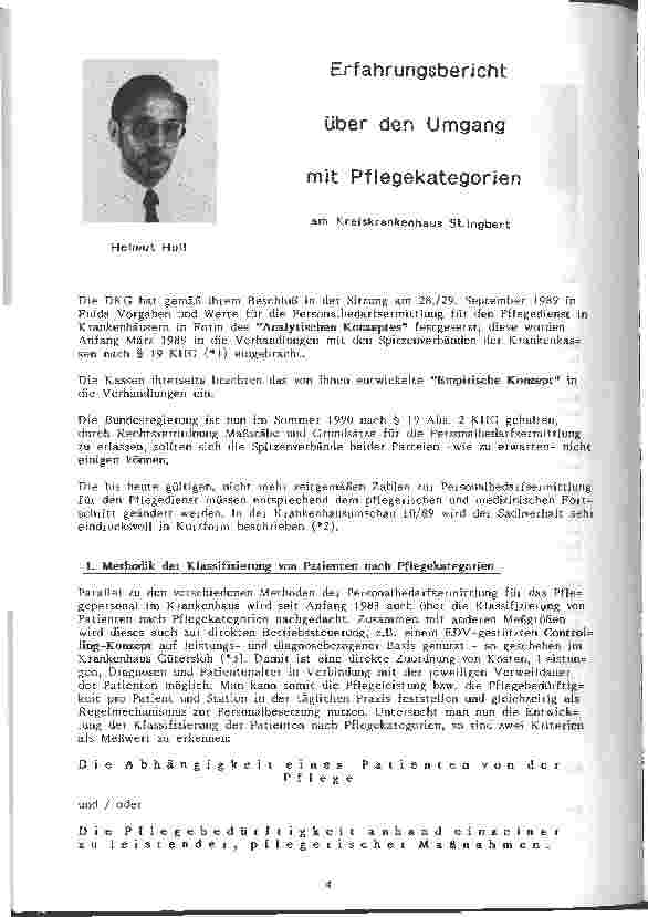 Vorschauseite 1: Erfahrungsbericht über den Umgang mit Pflegekategorien