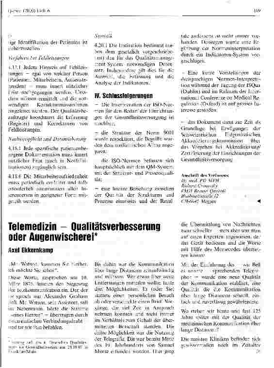 Vorschauseite 1: Telemedizin - Qualitätsverbesserung oder Augenwischerei
