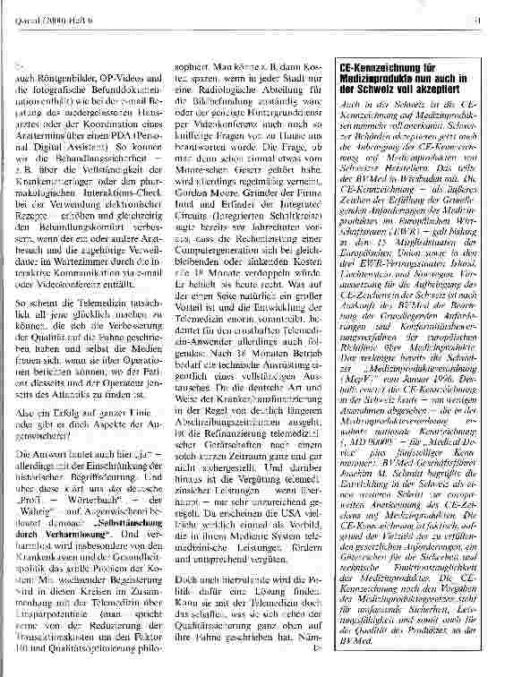 Vorschauseite 3: Telemedizin - Qualitätsverbesserung oder Augenwischerei