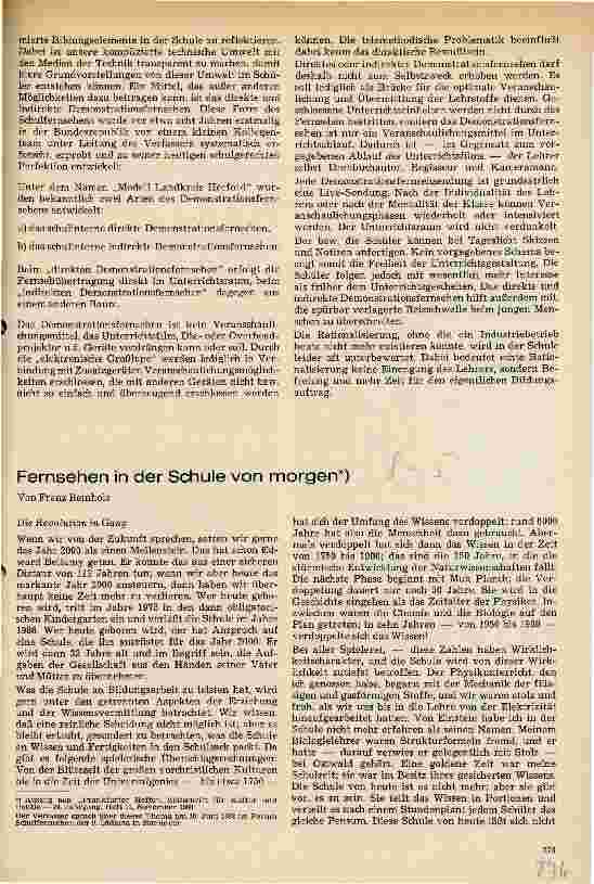 Vorschauseite 1: Fernsehen in der Schule von morgen