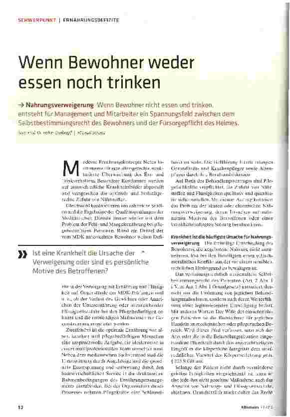 Vorschauseite 1: Wenn Bewohner weder essen noch trinken
