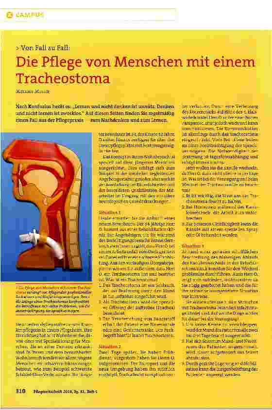 Vorschauseite 1: Die Pflege von Menschen mit einem Tracheostoma