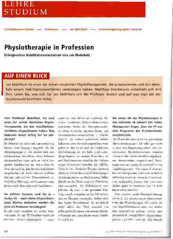 Vorschauseite 1: Physiotherapie in Profession