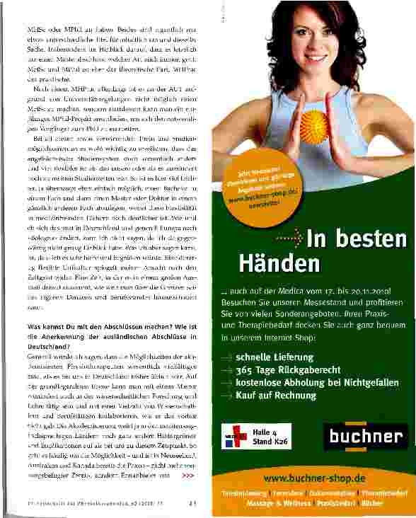 Vorschauseite 3: Master of Health Practice / of Health Science in Musculoskeletal Physiotherapy
