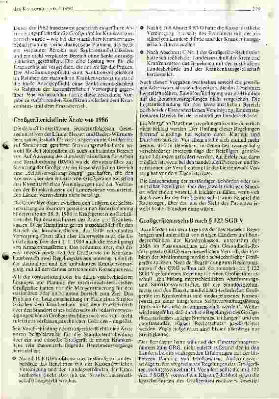 Vorschauseite 6: Abstimmung medizinisch-technischer Großgeräte in der BRD (I)