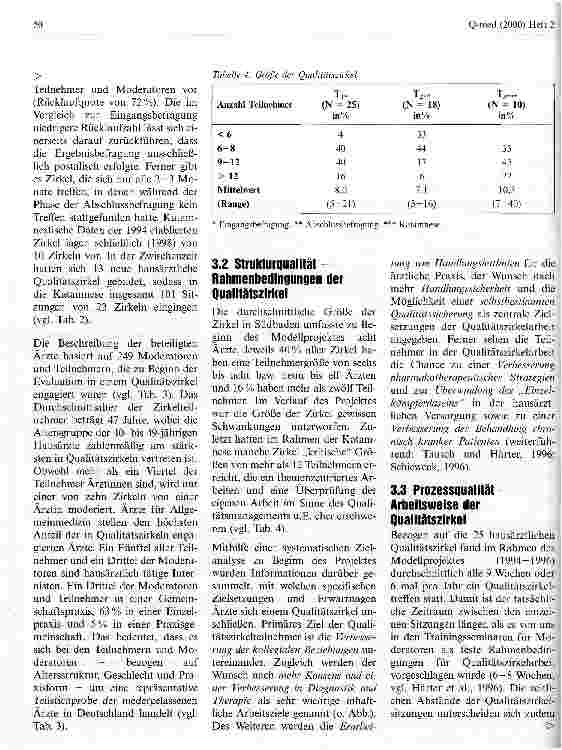 Vorschauseite 3: Wie arbeiten und was leisten hausärztliche Qualitätszirkel? Evaluation eines Modellprojektes der Kassenärztlichen Vereinigung Südbaden
