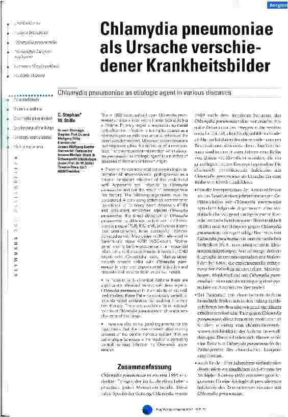 Vorschauseite 1: Chlamydia pneumoniae als Ursache verschiedener Krankheitsbilder