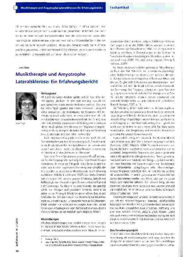 Vorschauseite 1: Musiktherapie und Amyotrophe Lateralsklerose: Ein Erfahrungsbericht