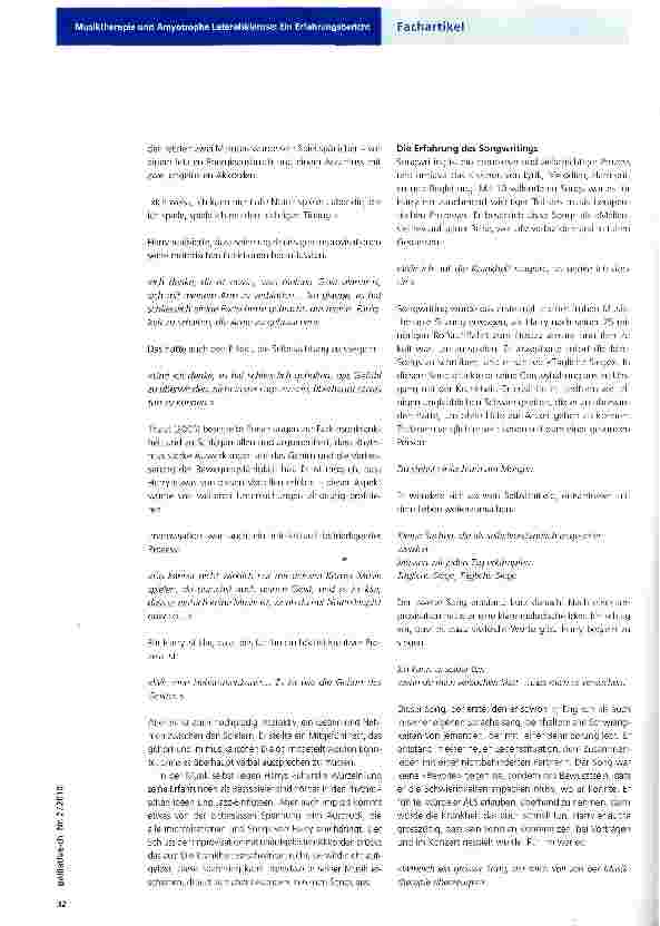 Vorschauseite 3: Musiktherapie und Amyotrophe Lateralsklerose: Ein Erfahrungsbericht